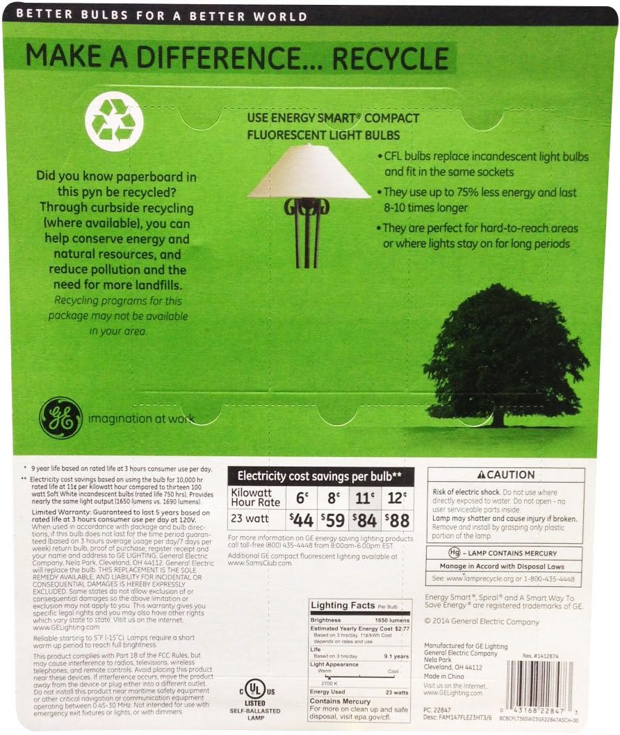 GE 23 Watt Energy Smart CFL - 100 Watt Replacement (pack of 6)