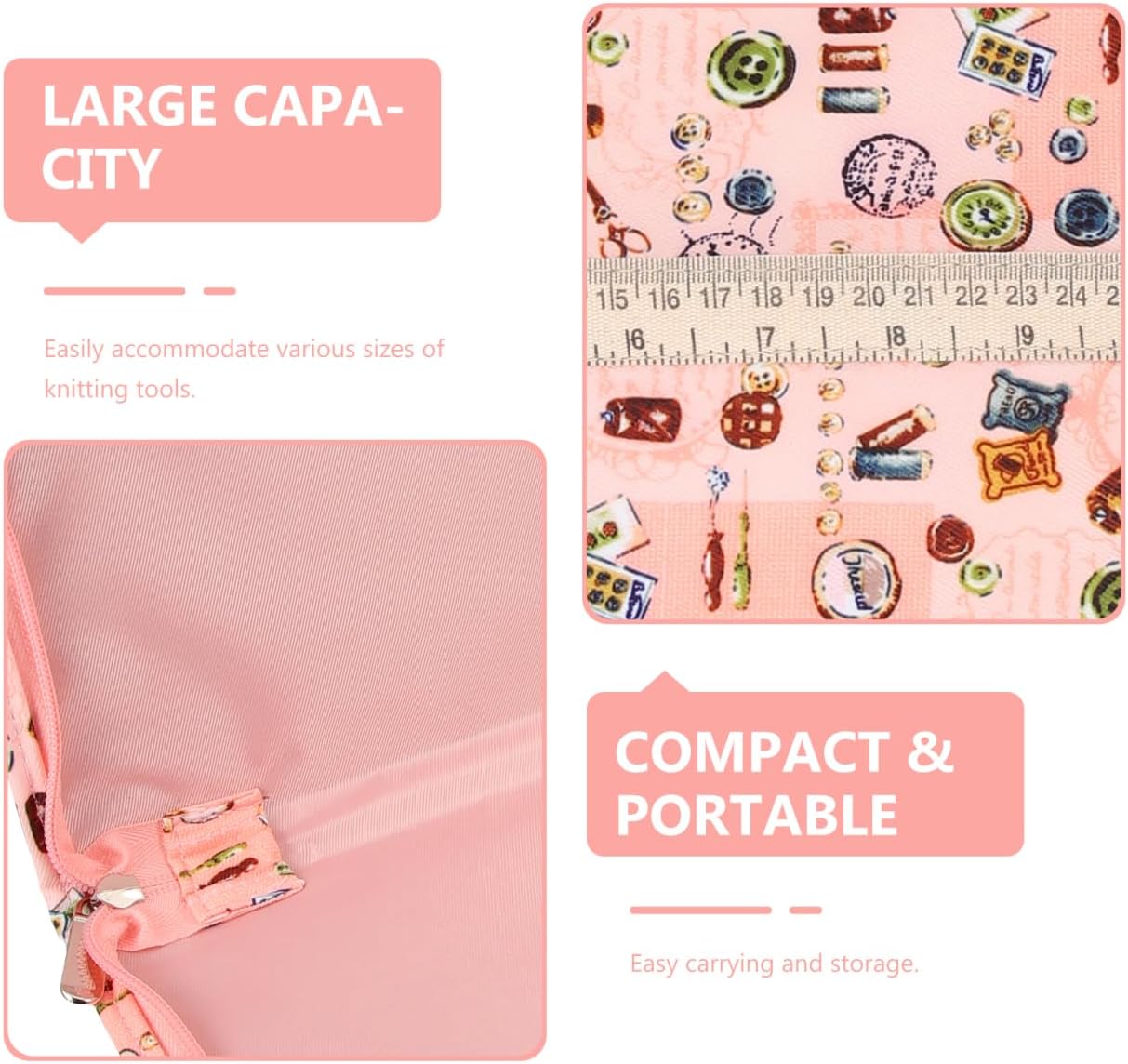 Tűtartó táska cipzár és zárási mechanizmus