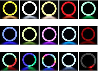 Petyoung 10 RGB Selfie Ring Light with Tripod Stand and Phone Holder, LED Camera Ringlight, for Live Stream Makeup Photography/Makeup/Videos/Vlog/TikTok