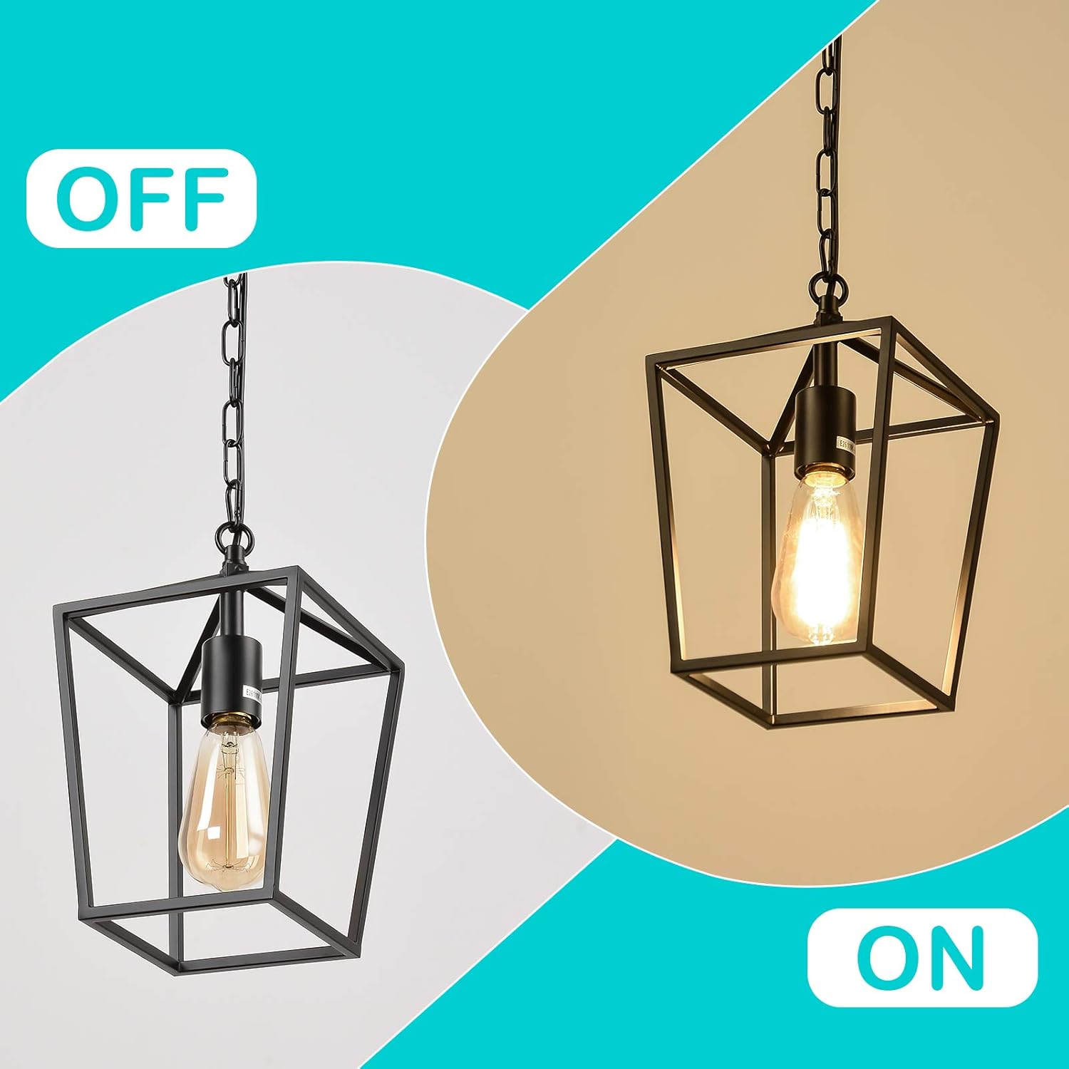 HMVPL Farmhouse Pendant Lighting Fixture, Black Ceiling Hanging Lights Swag Chandeliers for Bedroom Kitchen Island Entryway Dining Room Hallway Table Sink - - 