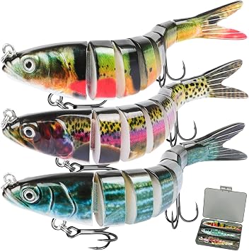 GOANDO Fishing Lures Topwater for Bass Trout Lifelike Multi Jointed Swimbaits Fishing Accessories Slow Sinking Swimming Bass Fishing Lure for Freshwater or Saltwater Fishing Gear