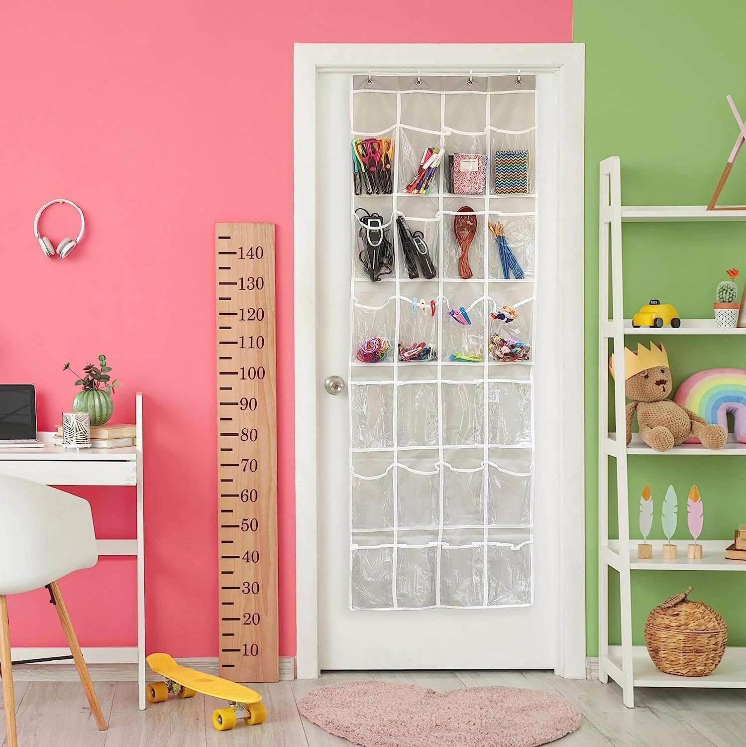 for Organizador de Zapatos de Bolsillos Transparentes Sobre la Puerta 24 Bolsillos, Shoe Organizer, Transparent Pockets, Over The Door, 24 Pockets