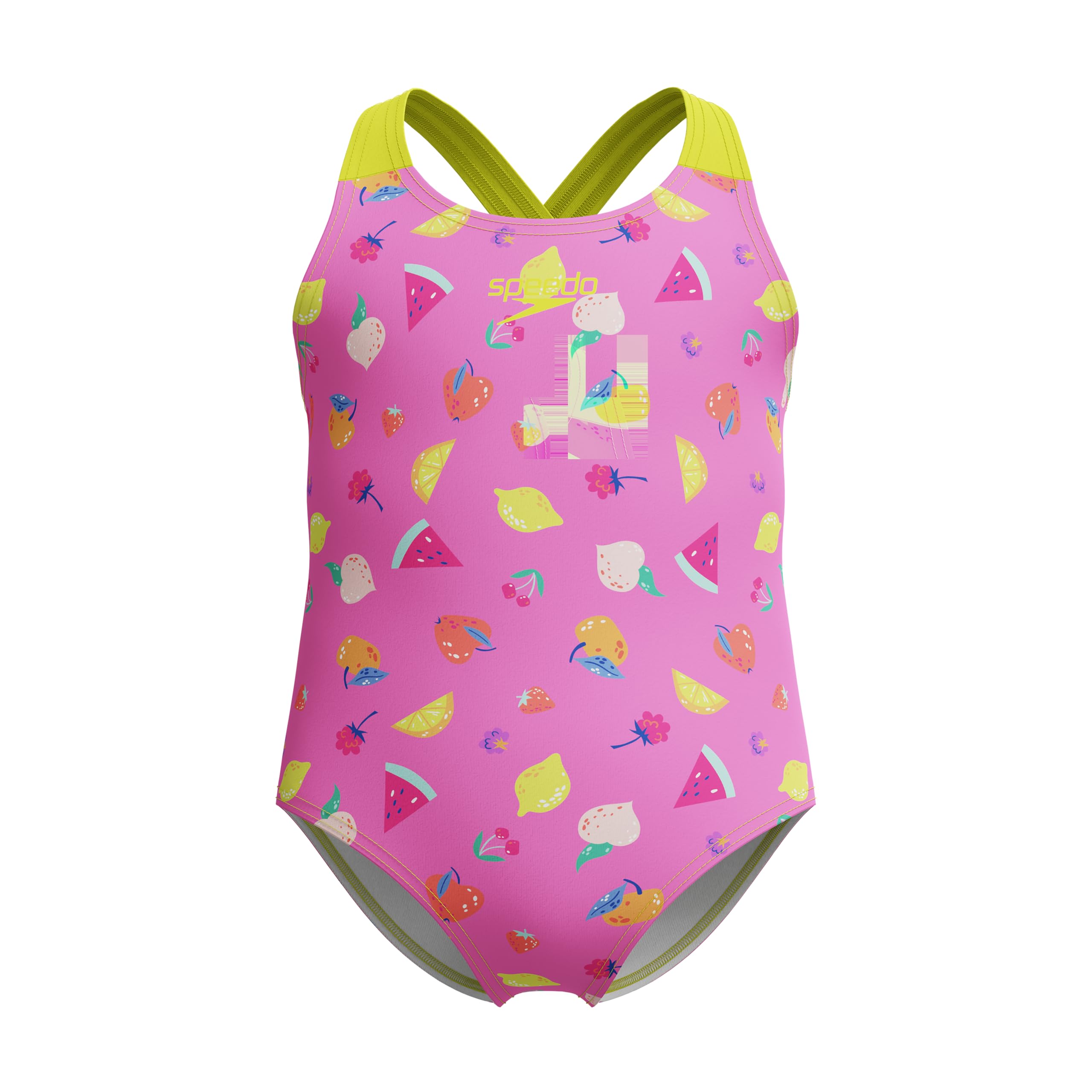 Speedo Girl's Print Crossback One Piece Swimsuit, Pink, 3 Years