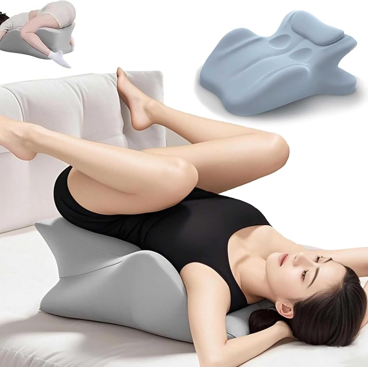 Ergonomic Positioning Sleeping Pillow, high Elasticity Memory Sponge, 27 Degree tilt, Portable Lightweight Design, with Anti Slip Base (Black)