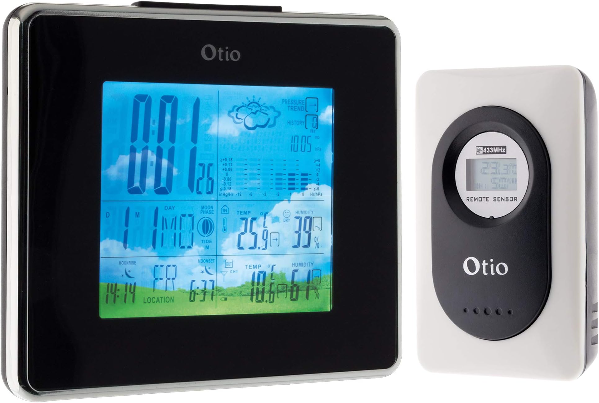 Otio 810037 Weather Station with Colour Screen and Wireless Sensor with 10 m