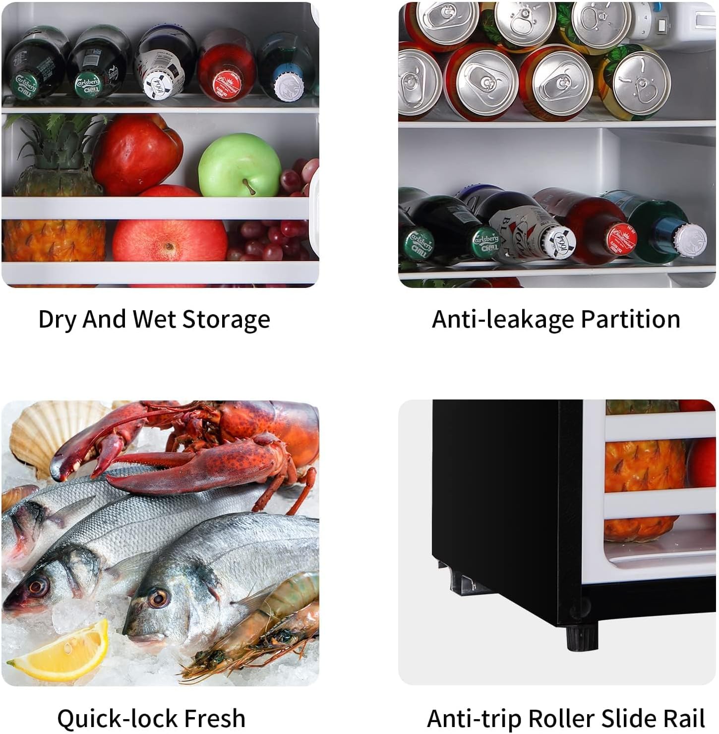 Refrigerator with Freezer 3.5 Cu.Ft with 7 Level Adjustable Thermostat Control 2 Door Energy Saving Top-Freezer Compact Refrigerator Black