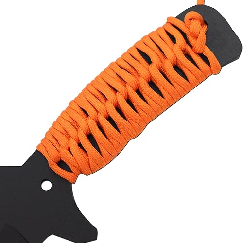 Miniatura 5 de Snake Eye Tactical Cuchillo de hoja fija – Hoja de acero inoxidable negro, mango envuelto en cordón, espiga completa, incluye funda de nailon –