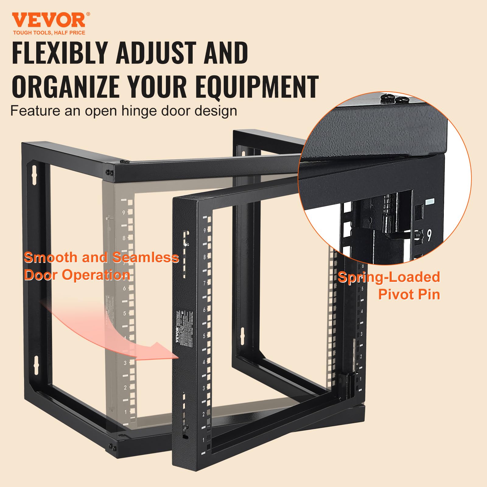 VEVOR Mensola server da Parete 9U, Telaio per Server di Rete Carico max. 68kg ca. 530x450x520 mm, Supporto per Router Rete Apparecchiature IT da Muro Salvaspazio