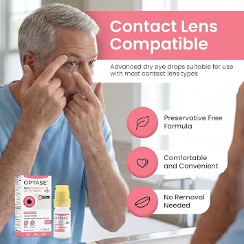 Optase MGD Advanced Dry Eye Drops, 0.33 fl oz | Preservative Free Eye Drops for Eye Dryness - Lipid-Containing Artificial Tears - Contact Lens Compatible - 300 Doses