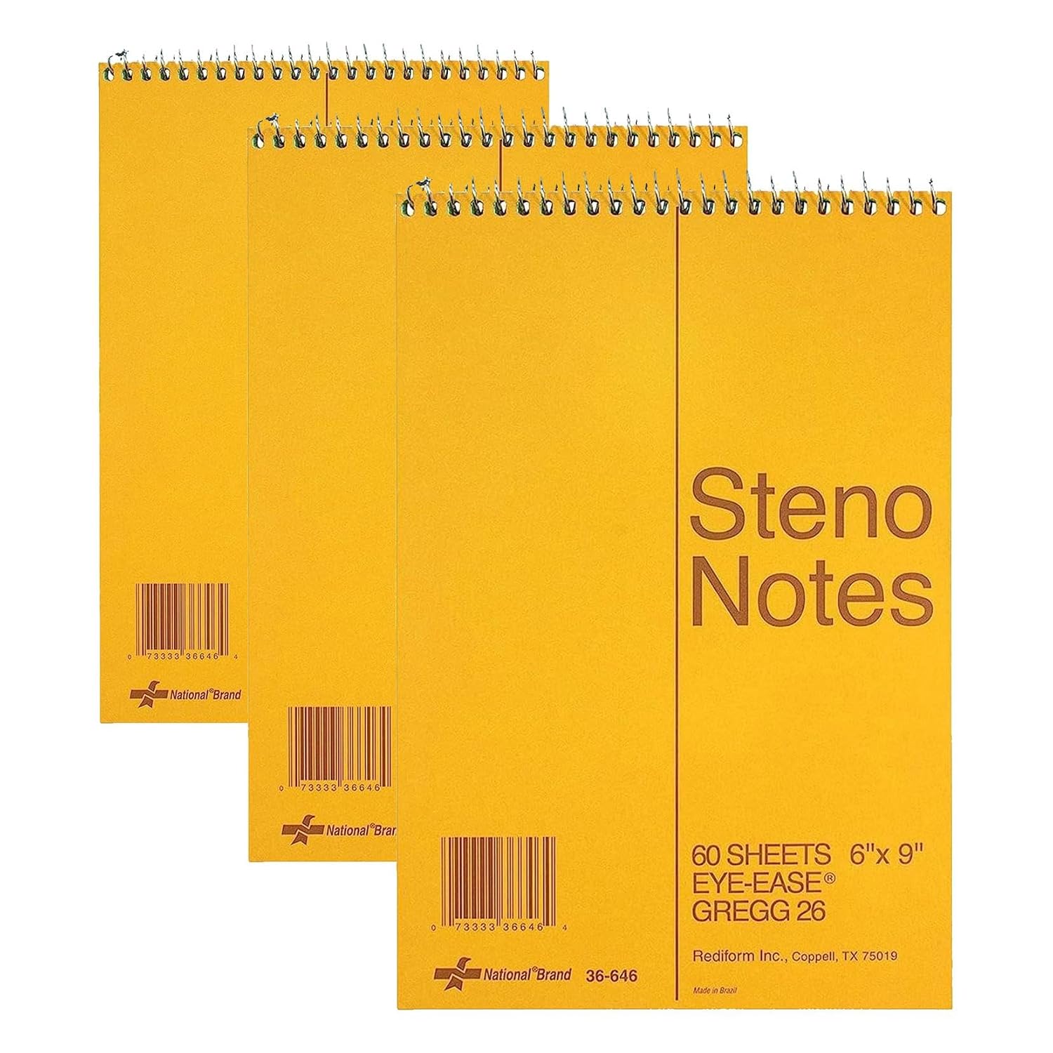 National Steno Notebook, Gregg-Ruled, Green Eye-Ease Paper, Brown Cover, 6" x 9", 60 Sheets (36646) image 4