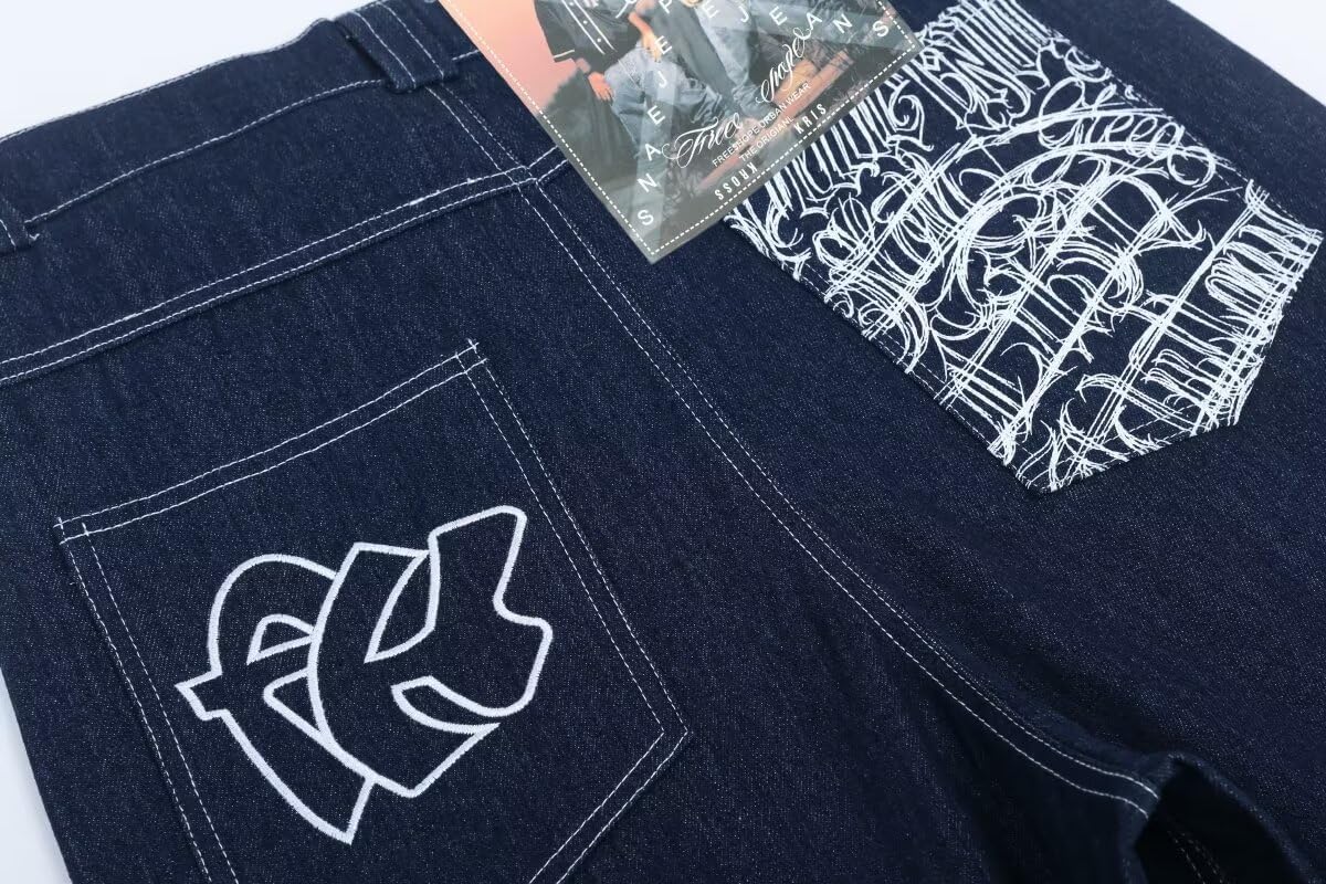 Y2k Letter Embroidery Wide Leg Baggy Shorts for Men Straight Summer Knee Length Pants