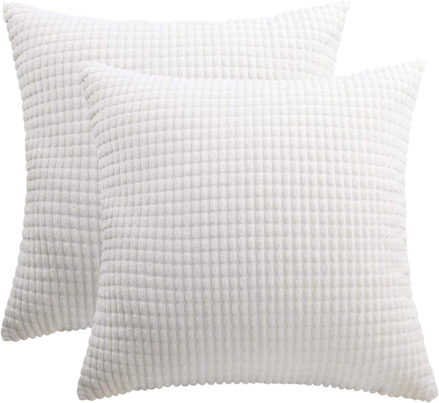 BeBen Throw Pillow Covers - Set of 2 Pillow Covers 20x20, Decorative Euro Pillow Covers Corn Striped, Soft Corduroy Cushion Case, Home Decor for Couch, Bed, Sofa, Bedroom, Car (Cream White, 20X20): Home & Kitchen
