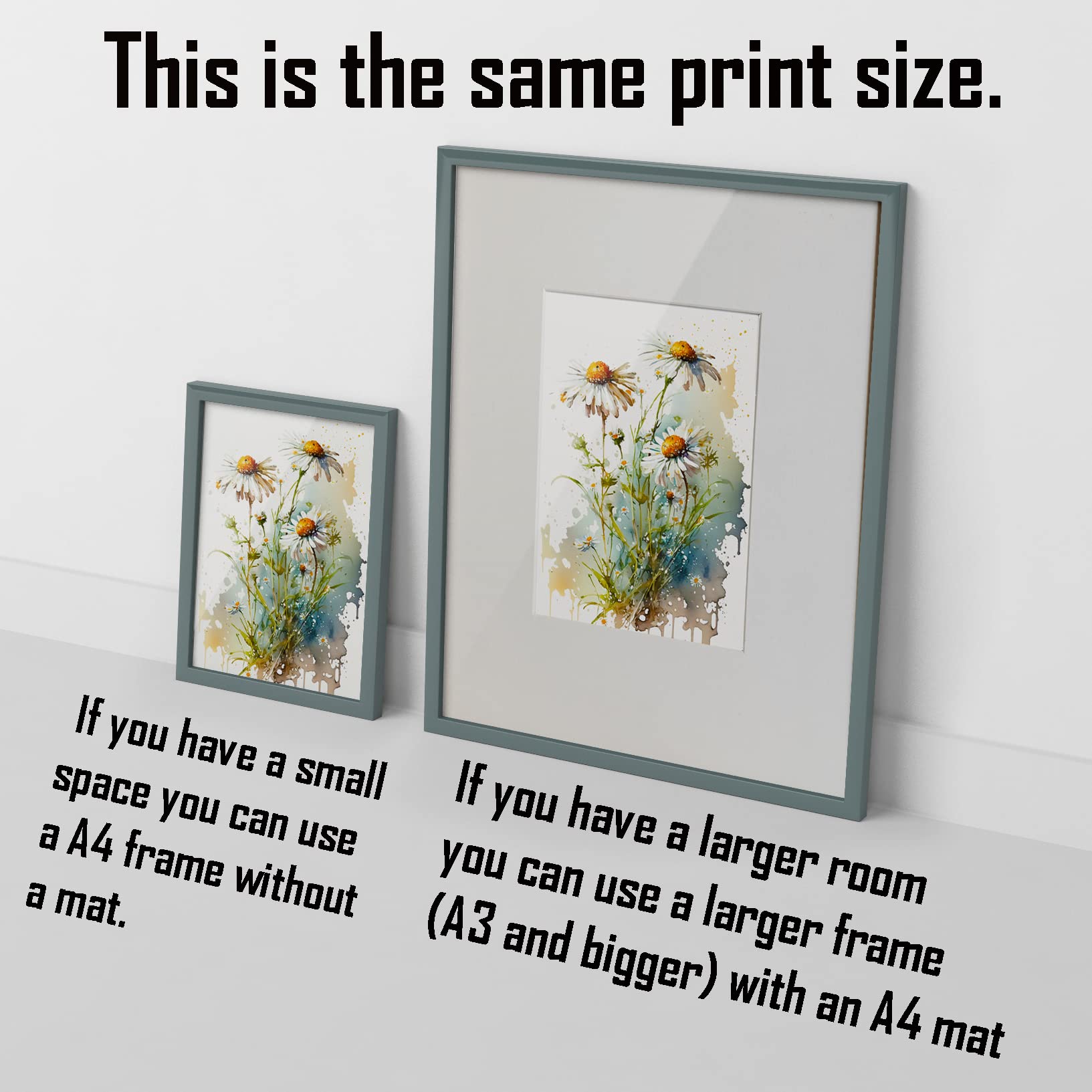 Aquarell-Kunstdruck Narzissen, 21,1x29,7 Cm, Auf 300g/m² Aquarellpapier – Ungerahmte Wanddekoration