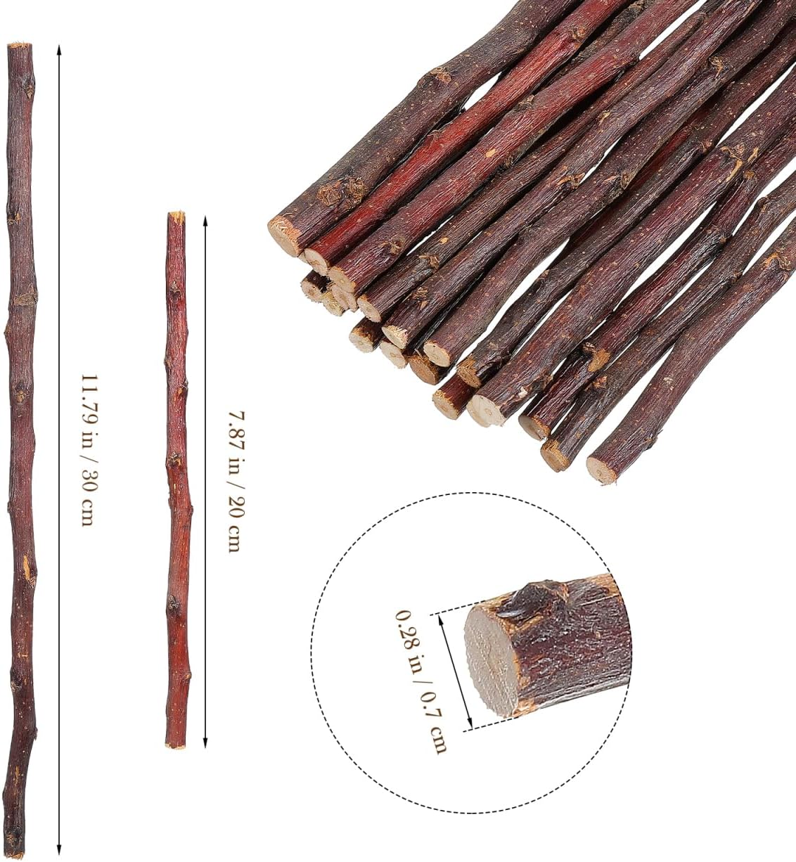 COHEALI DIY Craft Branches 20Pcs 11.81In & 20Pcs 7.87In Wooden Sticks for Crafting Natural Tree Branches for Decoration Handmade Projects