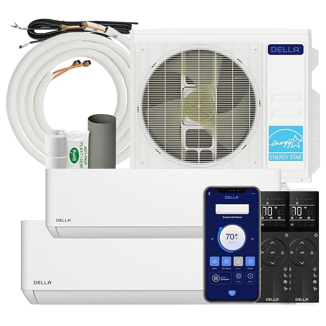 Della DELLA 27K BTU 2 Zone (9K+12K) Mini Split AC,24 SEER2,16ft Kits