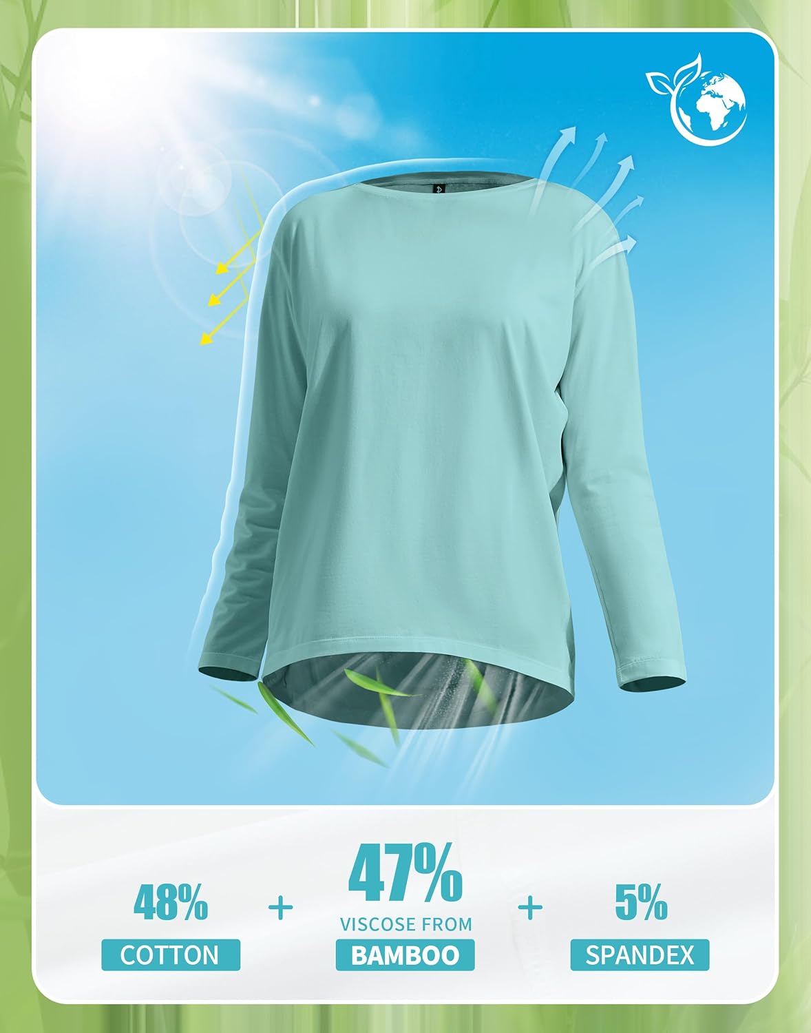 Pioneer Camp Women's Bamboo Viscose Long Sleeve Workout Shirts Back Loose Fit Boat Neck Yoga Athletic T-Shirts Casual Tops - Image 4