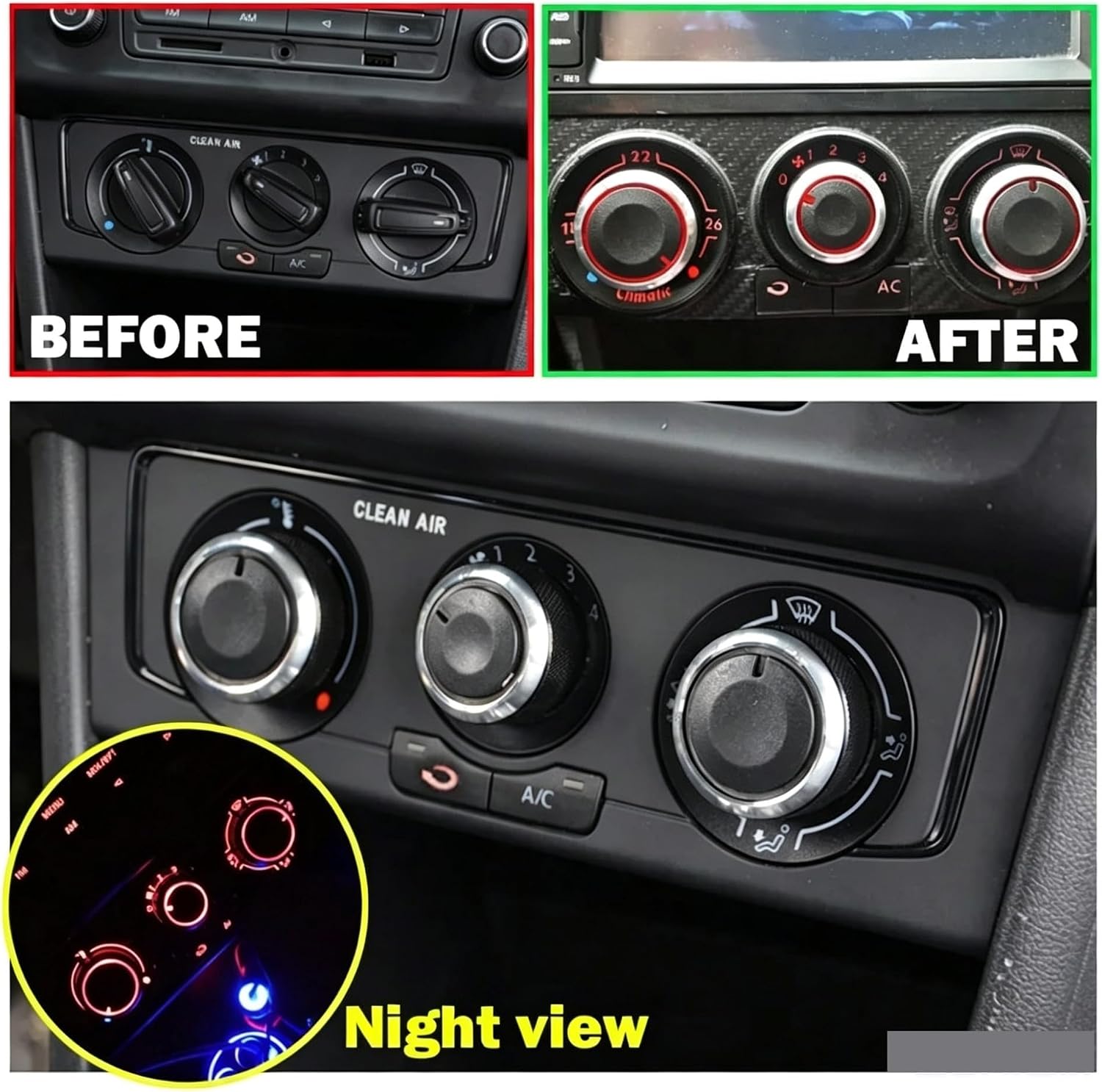 VEADONS 3Pcs Upgraded Car Air Conditioner Knobs | Thicken Anti-Wobble