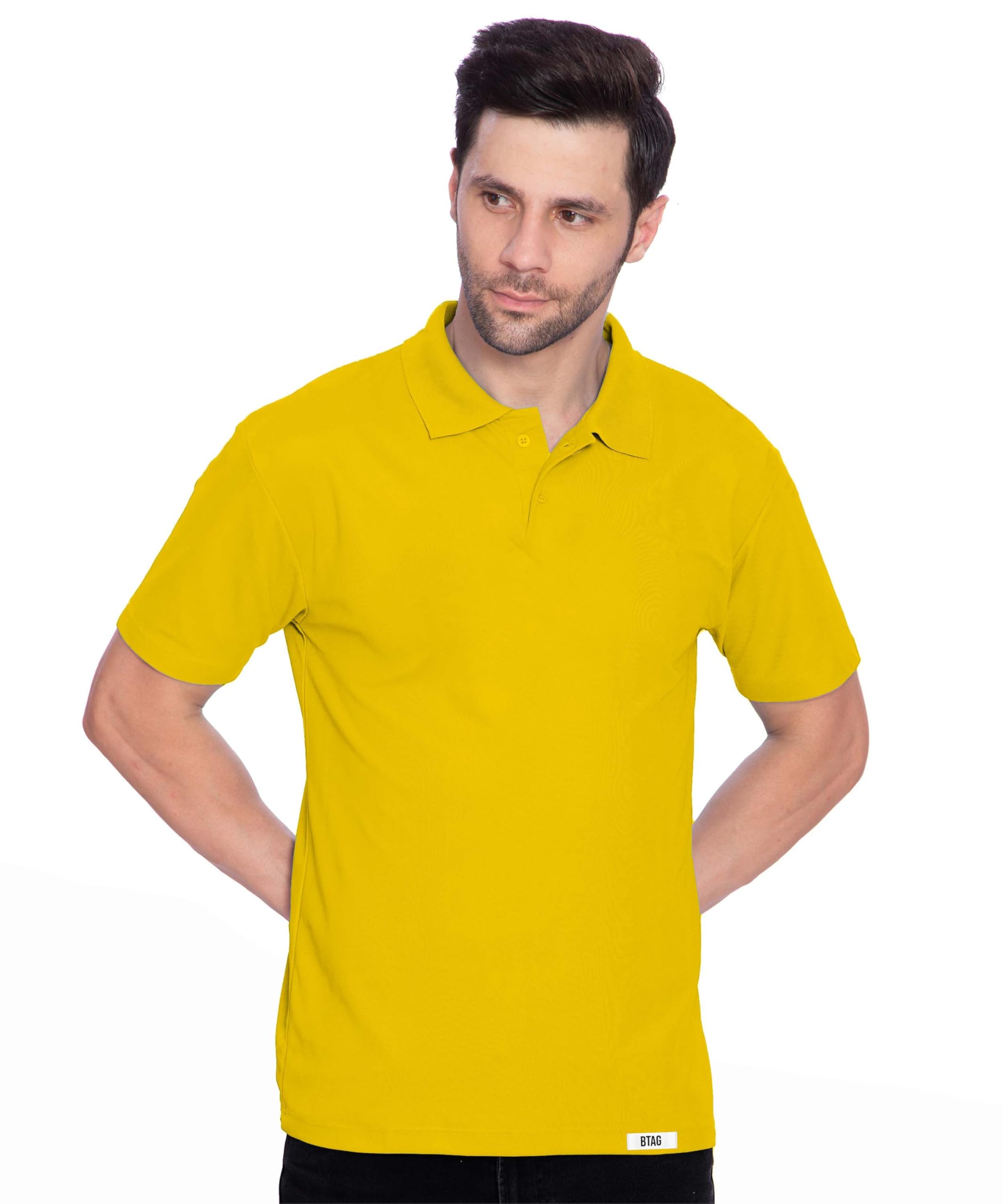 Btag Men's Dri-Fit Polo Neck Half Sleeve Solid Basic T-Shirt | Sweat Absorbing Sport Tshirt for Men | Regular Fit for Daily Comfort & Style | Sustainable Luxury Clothing | Cotton Rich (Pack of 1)
