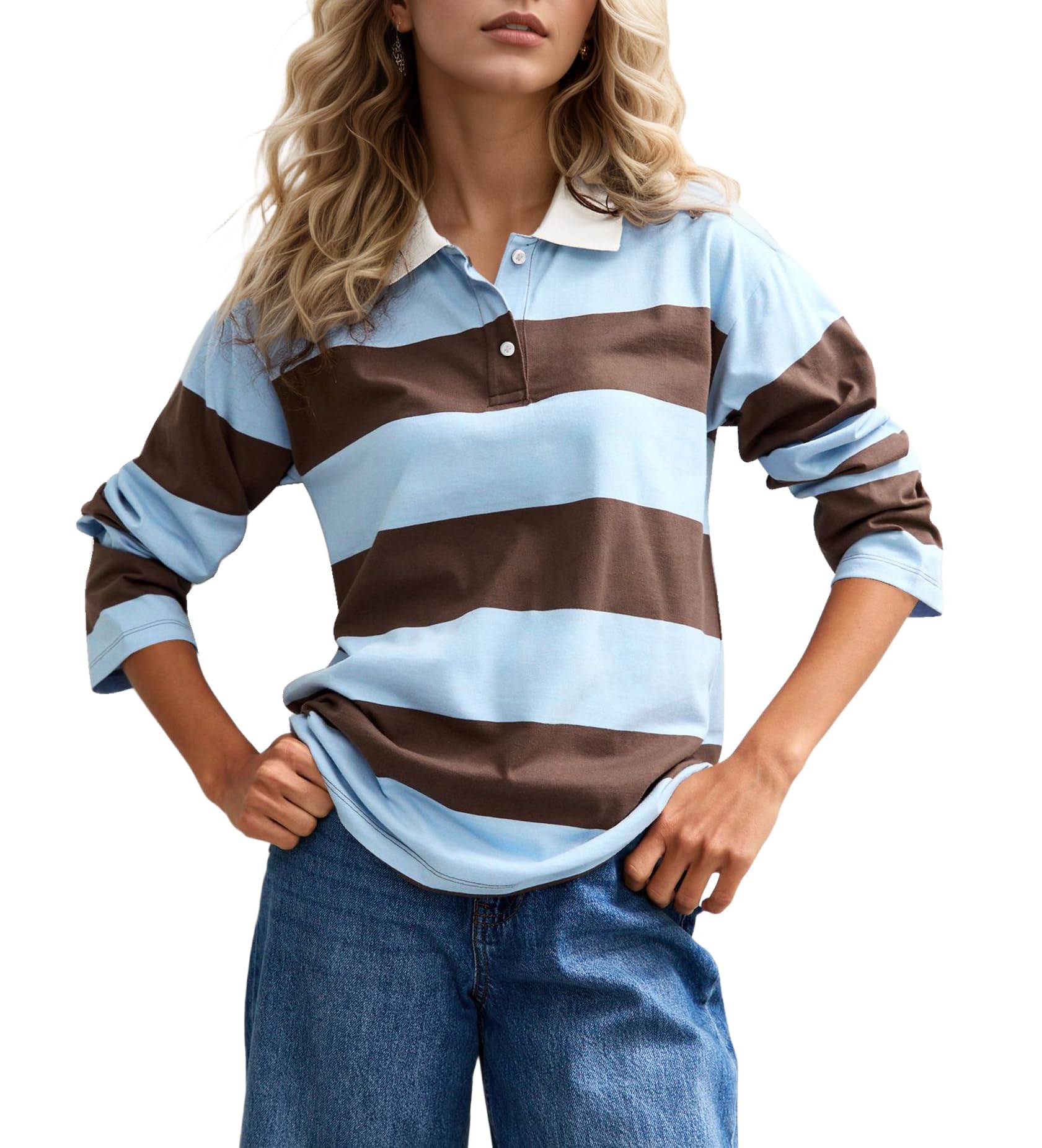 Photo 1 of Eutten Women's Striped Rugby Shirt