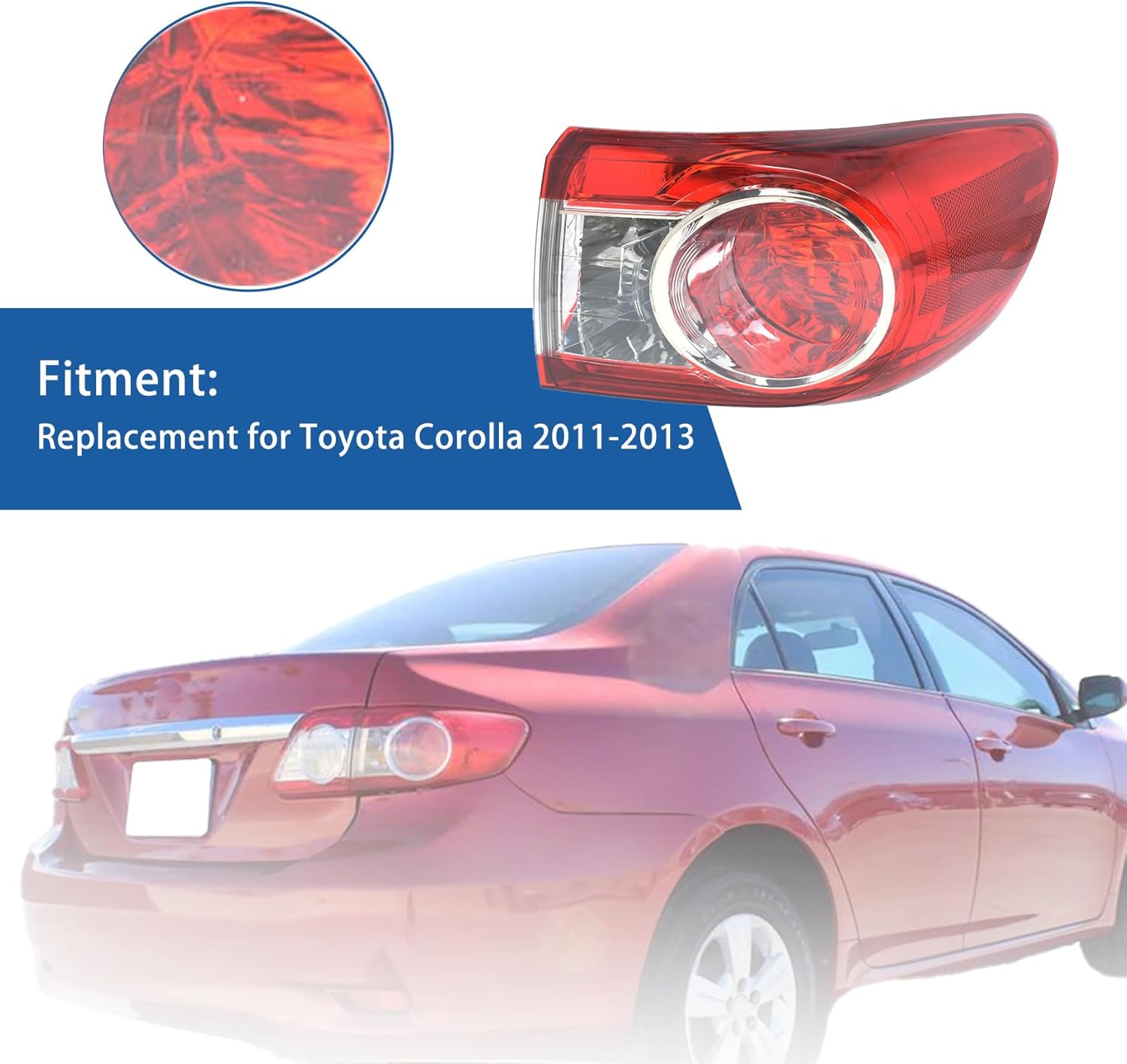 Silscvtt Passenger Side Rear Brake Tail Light Assembly Replacement for Toyota Corolla 2011-2013 Right Tail Lamp 8155002580 TO2805111