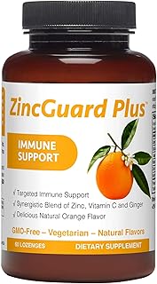 ZincGuard Plus Lozenges with Vitamin C &amp; Ginger, 60 Naturally Orange Flavored Lozenges, GMO-Free, Vegan, Immune Support