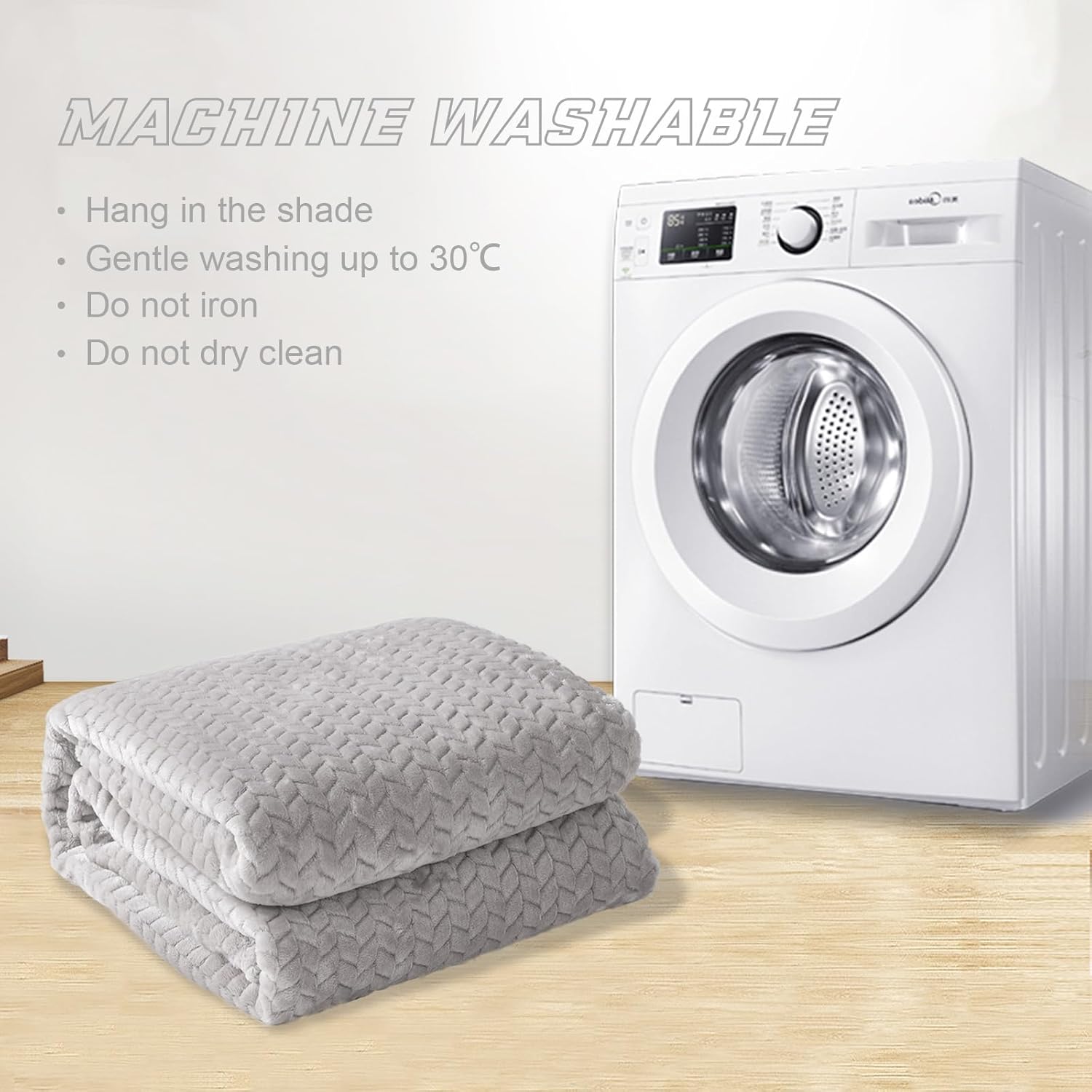 Exclusivo Mezcla Light Grey Fleece Queen Size Blanket for Bed, 90x90 Inches Soft Cozy 3D Decorative Jacquard Flannel Blankets, Lightweight Fuzzy Plush Warm Blankets for All Seasons - Image 9