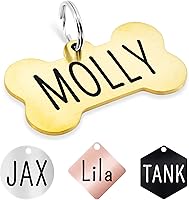 Vista 12 de Ultra Joys Etiquetas para perro personalizadas, etiquetas personalizadas grabadas en la parte delantera y trasera, acero inoxidable, hexagonal