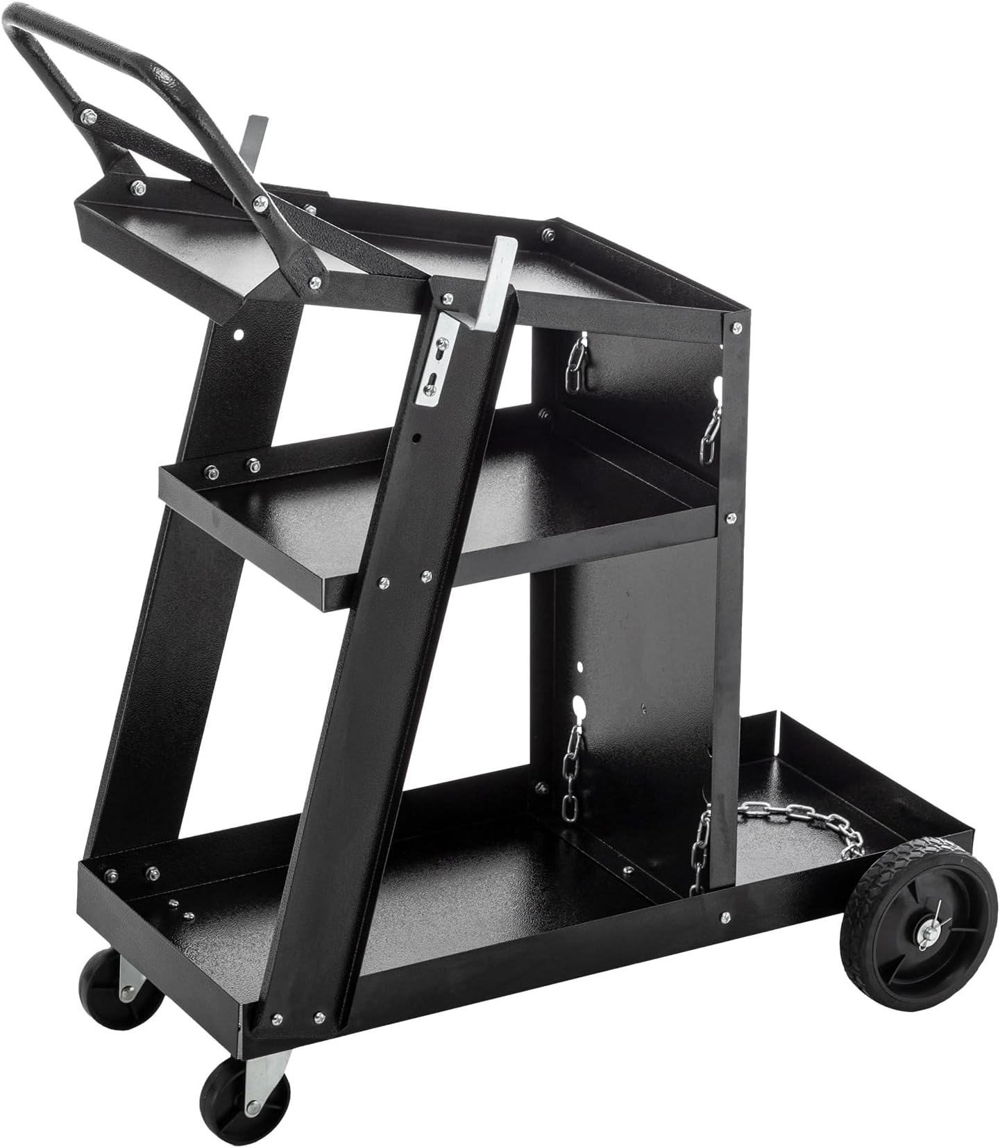Welding Cart, 3-Tier Welder Cart Heavy Duty with 400Lbs Static Weight Capacity, 360° Swivel Wheels, Tank Storage Safety Chains, Rolling MIG Welder Cart for TIG, ARC, MMA Welding Machine