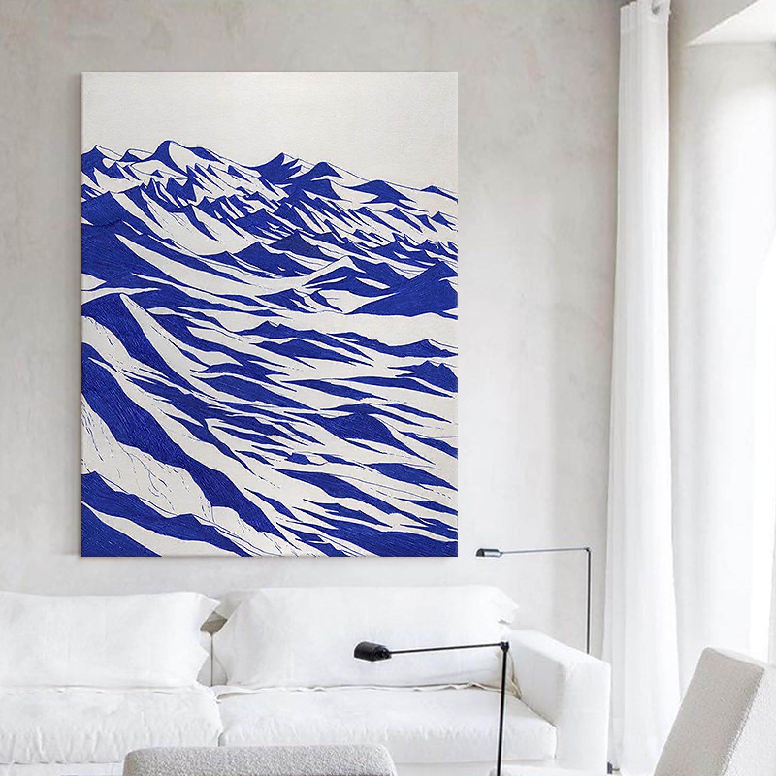 Peinture à l'huile fait main de sommet de montagne sur toile