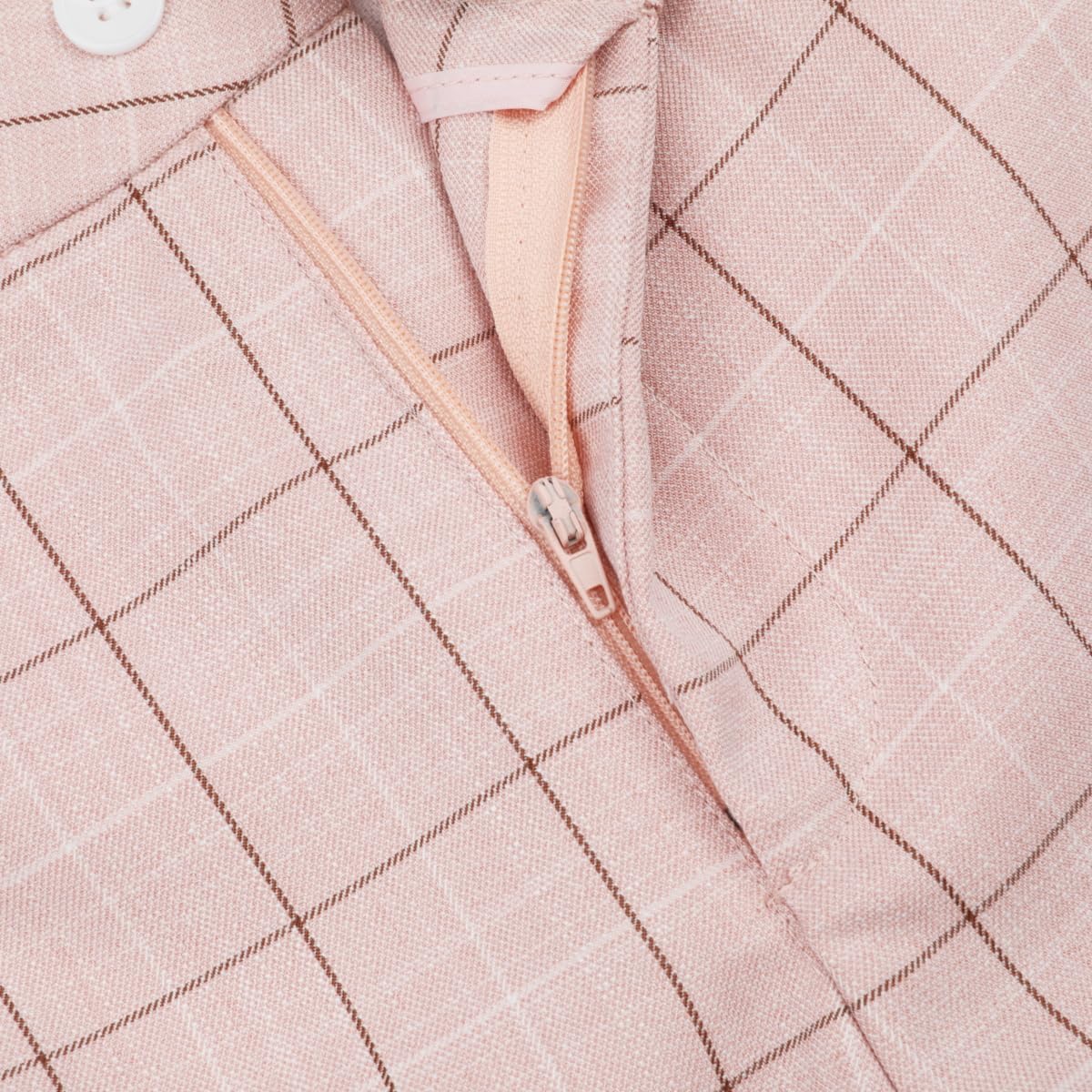 YUNCLOS Traje de 2 piezas a cuadros para mujer, manga larga, elegante, formal, oficina, un botón, blazer y pantalón