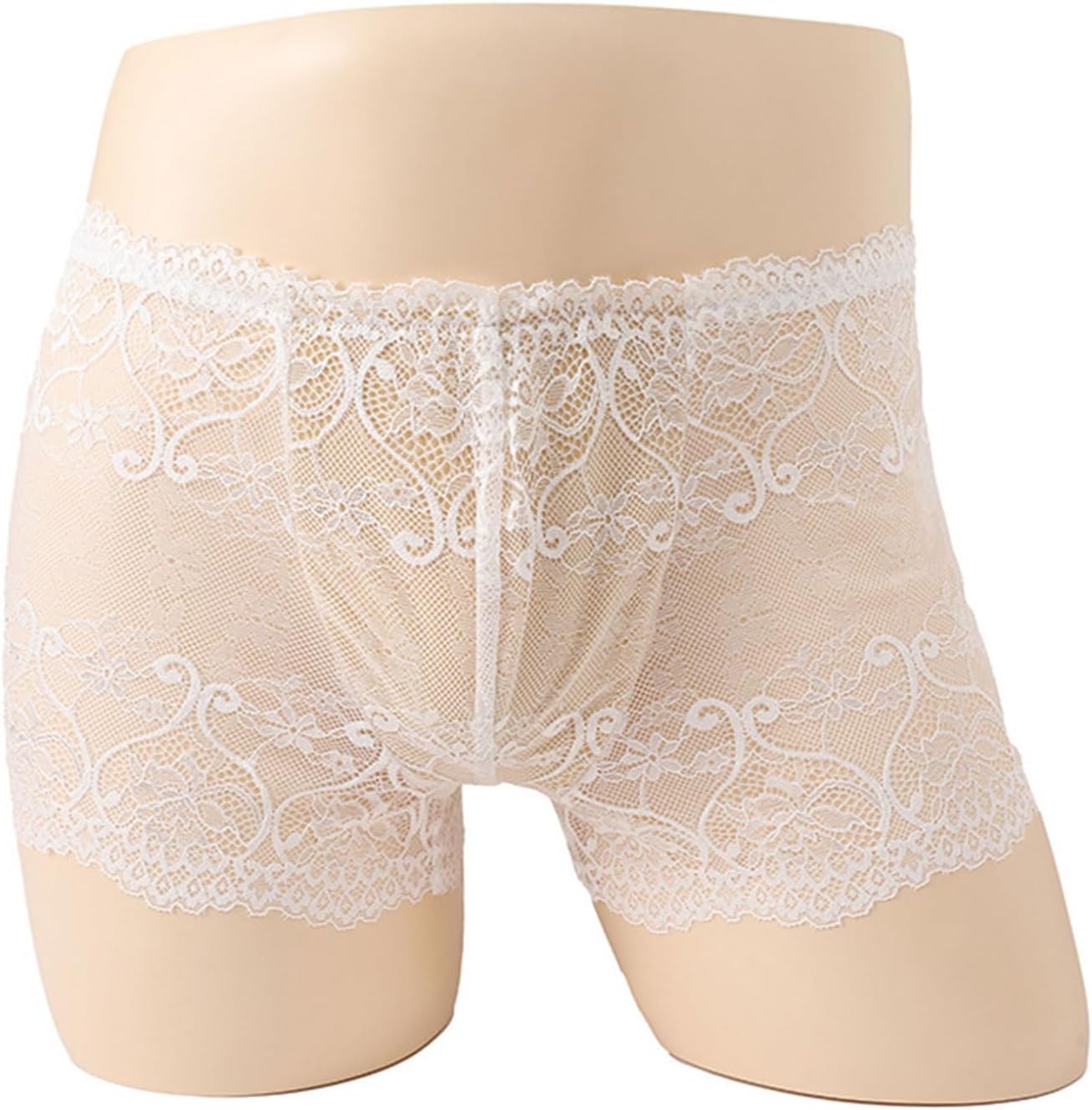 ACSUSS Mens Sissy Boxer Briefs Nightwear Floral Lace Shorts See-Through Panty Bikini Underwear