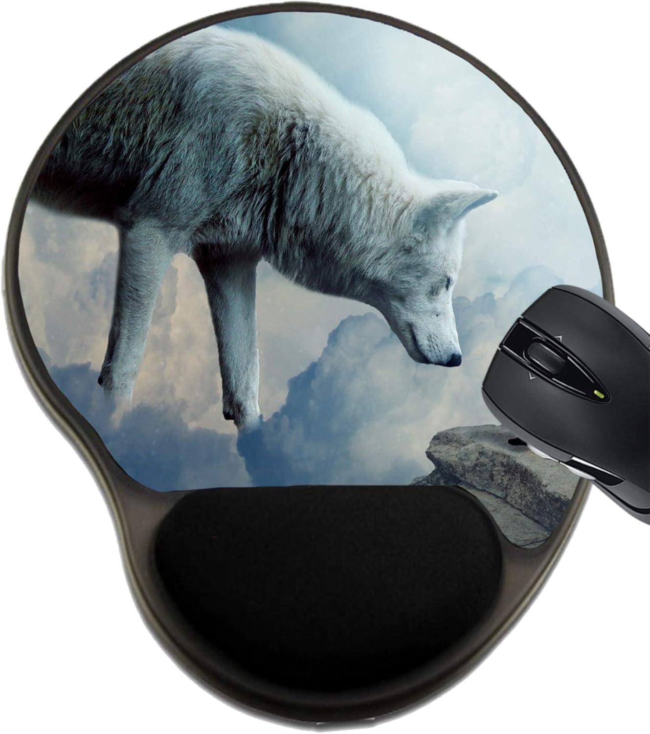 MSD Mousepad Wrist Rest Protected Mouse Pads/Mat with Wrist Support, Design for Snow Wildlife Winter Predator Mammal Nature Wild Animal Wolf Fur Cold Color