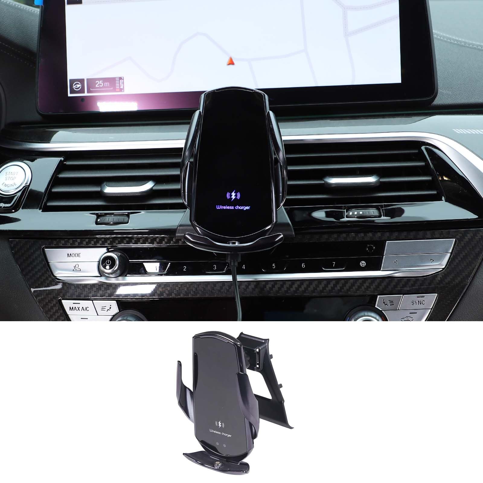 Supporto per telefono da auto compatibile con B@M-W serie 5 6 GT G30 G31 G32 G38 2018-2022, supporto per telefono cellulare per console centrale con bocchetta dell'aria, rotazione a 360°