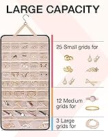 Vista 3 de BAGSMART Organizador de joyas colgante rollo de almacenamiento con ganchos de metal de doble cara para aretes, collares, anillos en el armario, Negro