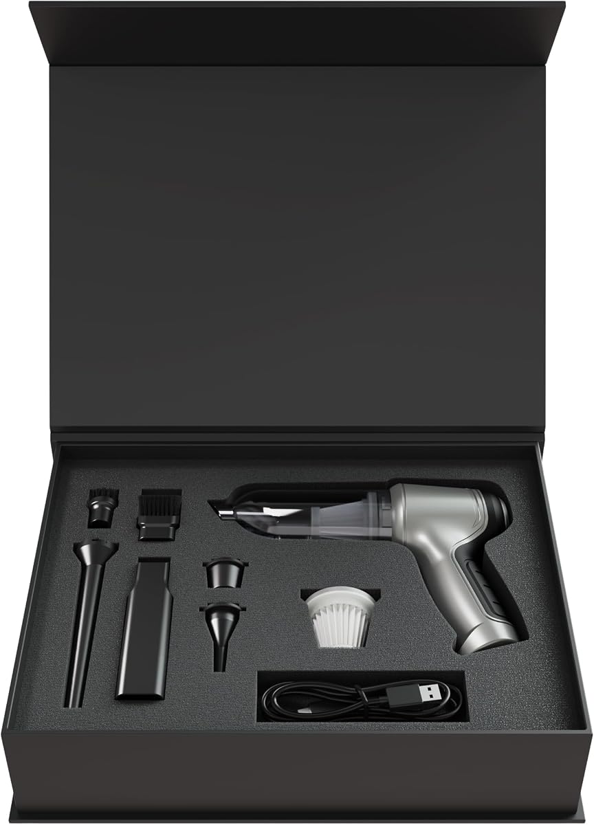 Handheld Car Vacuum Cordless, Portable Mini Vacuum for Detailing | Gift for Car Guy, High-Power Suction, Long Battery Life, Rechargeable