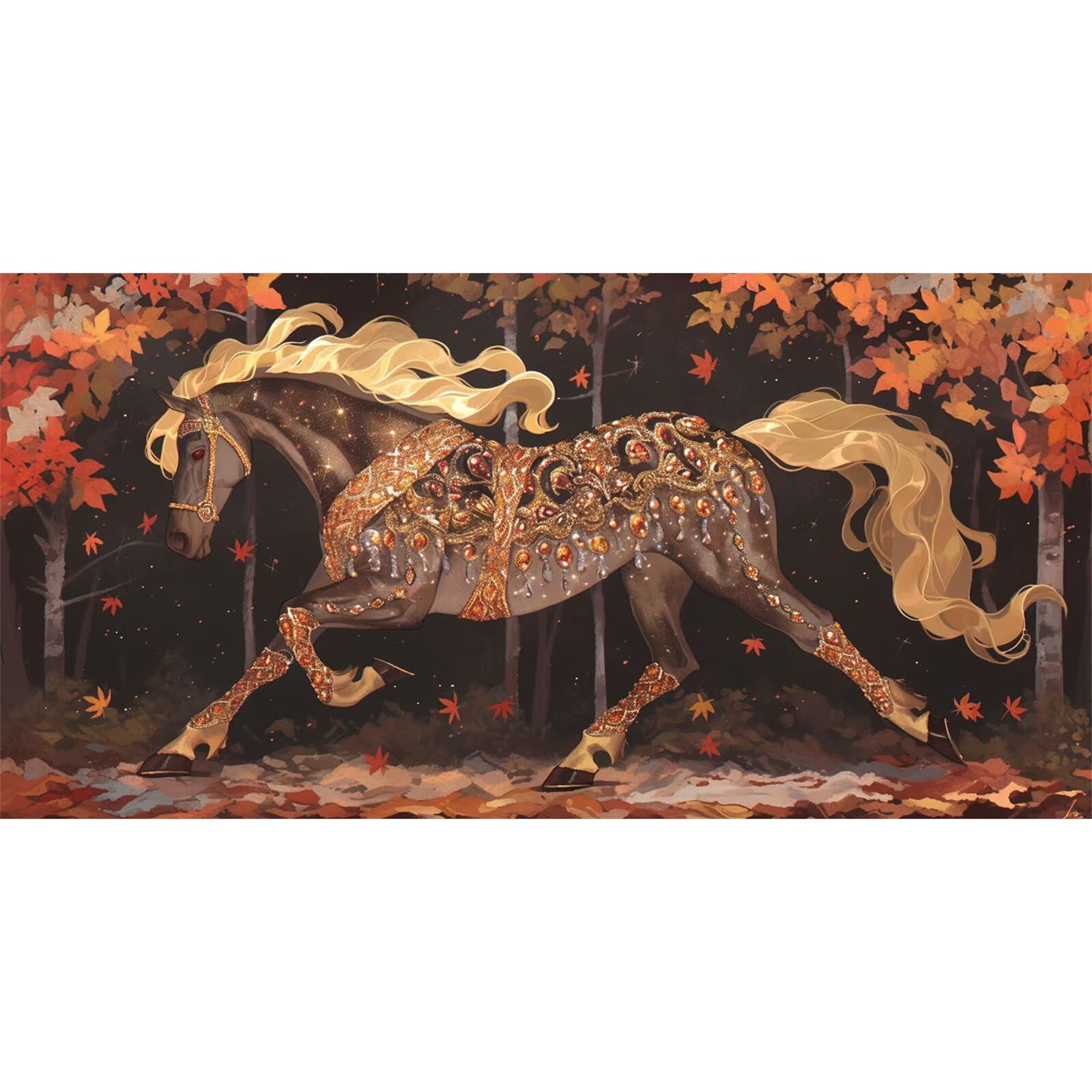 Jesień obraz diamentowy dla dorosłych, duży, XXL, 60 x 120 cm, zestaw do malowania diamentami 5D, dla dorosłych, "zrób to sam", haft diamentowy z narzędziami, malowanie, pełne wiertło do dekoracji
