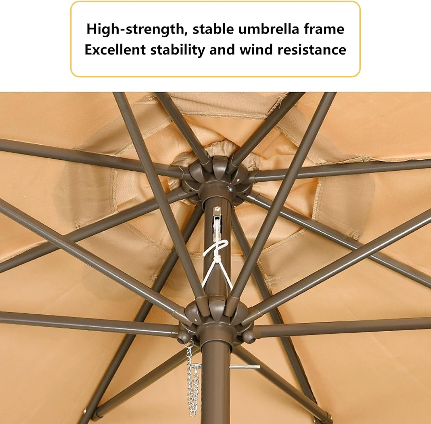 Parasol with Base Large Garden Umbrellas Stable Structure Patio Umbrella Rotating Handle Sunshade Rainproof Easy to Open and Close Suitable for Home and Commercial Use(Coffee,270m)