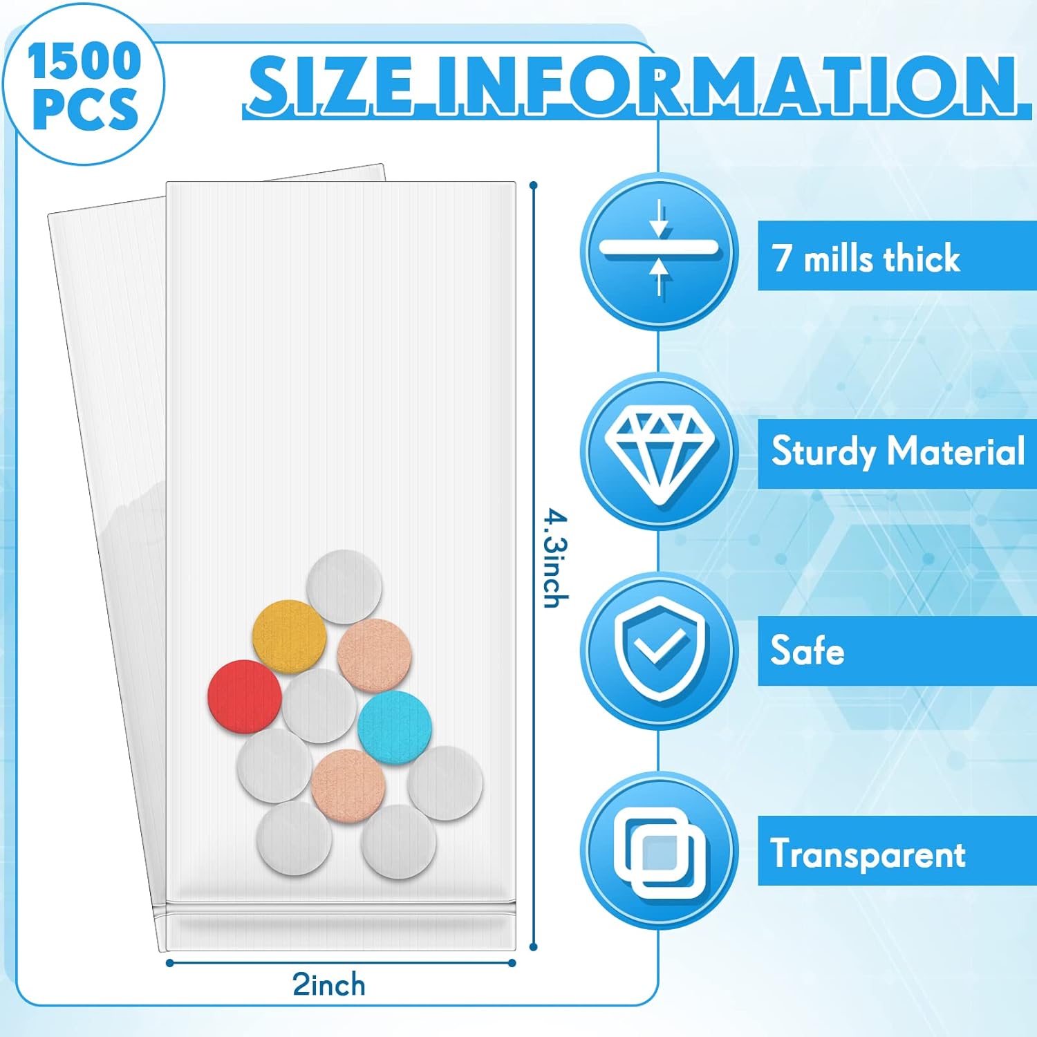 Henoyso 1500 Pcs Pill Crusher Pouches, Pill Crusher Pouches for Medicine Travel Medicine Crushing Bags Pills Bag for Small Pills Crushers Easy to Dispose