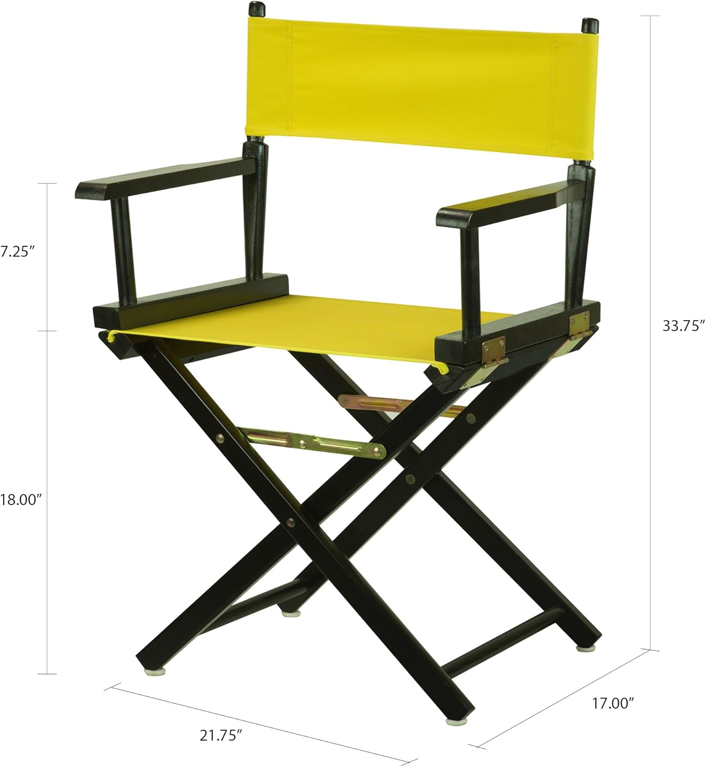 Casual Home Director's Chair ,Black Frame/Yellow Canvas,18" - Classic Height