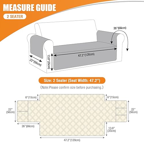 Miniatura 5 de VANSOFY Funda de sofá, funda impermeable y lavable, protector de muebles, funda de asiento antideslizante para perros, mascotas (sofá biplaza,