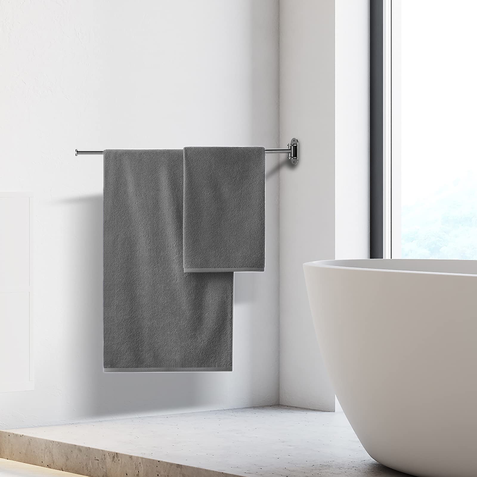 Alise Portasciugamani Girevole Pieghevole 4 Braccia | Salva Spazio Bagno | In Acciaio Inox SUS304 Nichel Spazzolato | Montaggio A Parete