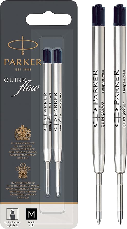 Parker Ballpoint Pen Refills Medium Point Black QUINKflow Ink 2
