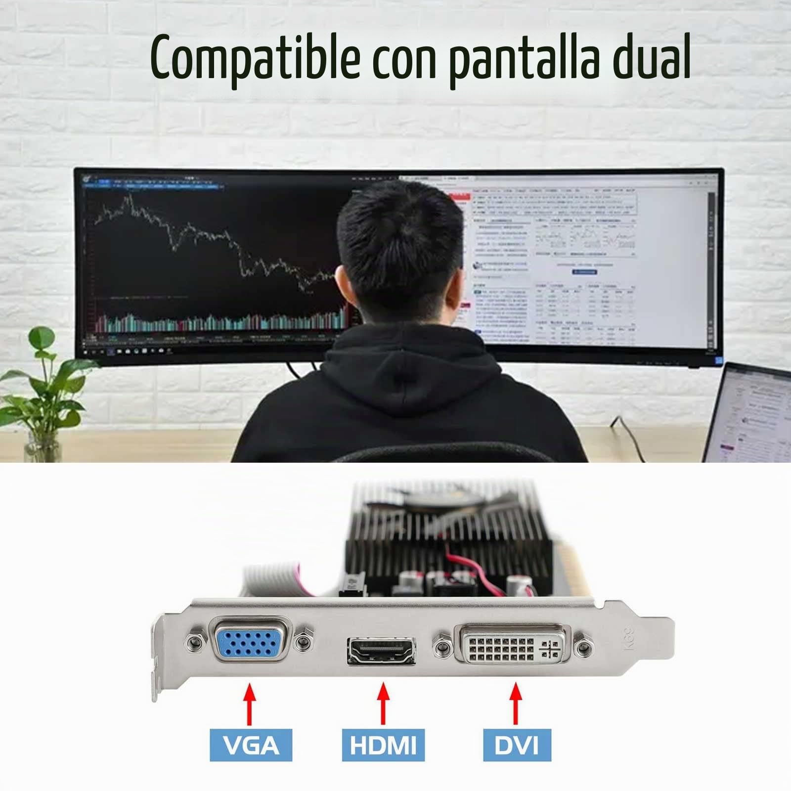 GT 730 Tarjetas gráficas, 4GB, DDR3, 128 -bits, VGA DVI HDMI, PC Video Card, GPU Computadora, Baja Potencia, PCI Express x16, Soporte 2K