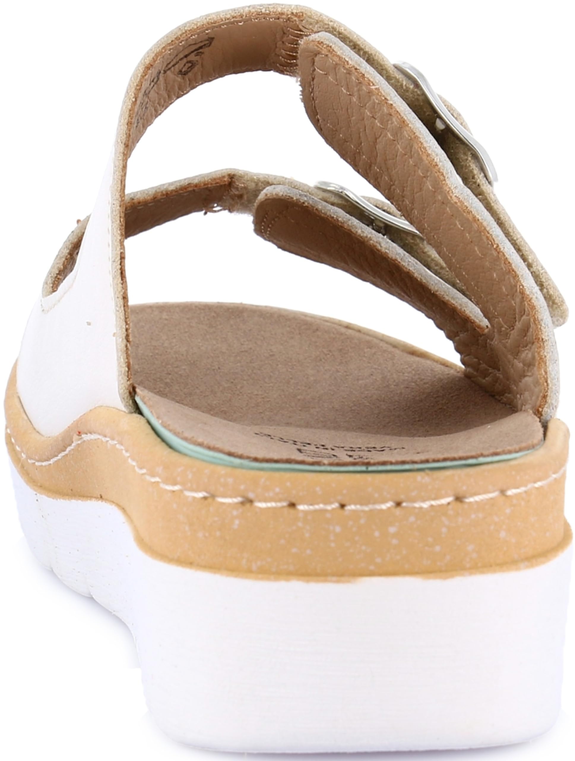 GRÜNLAND Moll - Sandalo Comfort Donna, Vera Pelle, Doppia Fibbia Regolabile, Chiusura a Strappo, Plantare Estraibile Dry-Soft in Lattice e Pelle, Suola Conforma, Tacco 4,5 Cm