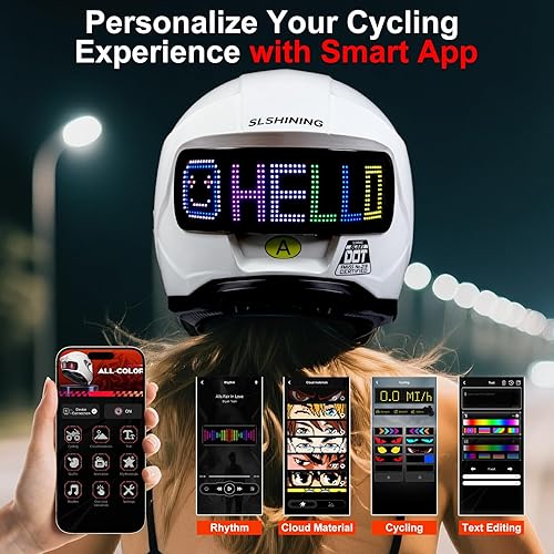 Miniatura 2 de Casco de Motocicleta - Casco Integral Aprobado por DOT (Control de Aplicación Inteligente), Casco de Motocicleta Compacto