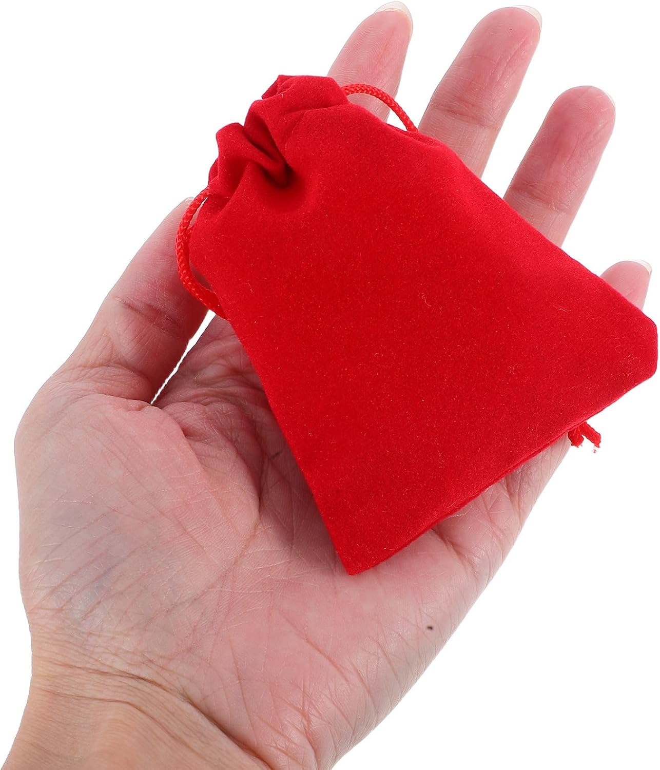 20pcs Red Drawstring Jewelry Pouch Bag 9x7cm Lint for Earrings Small image 4