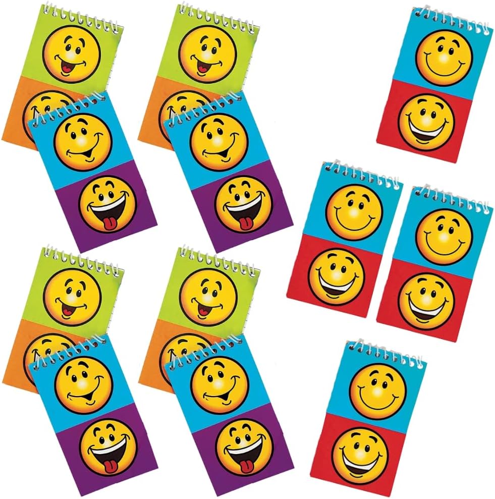 Fun Express - Smile Face Spiral Notepads - Stationery - 12 Pieces