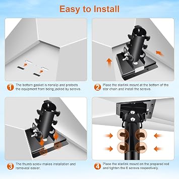 Starlink Standard Gen 3/4/4X Pipe Adapter Mount, Secure Pole Mount Kit