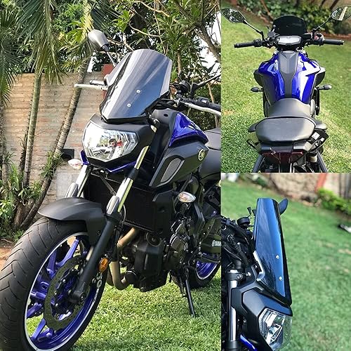 Miniatura 4 de GLoyer Motorcycle Windshield Compatible with Yamaha MT-07 FZ-07 MT07 FZ07 2018 2019 2020 Motorycle Windshield WindScreen Double Bubble Wind Screen