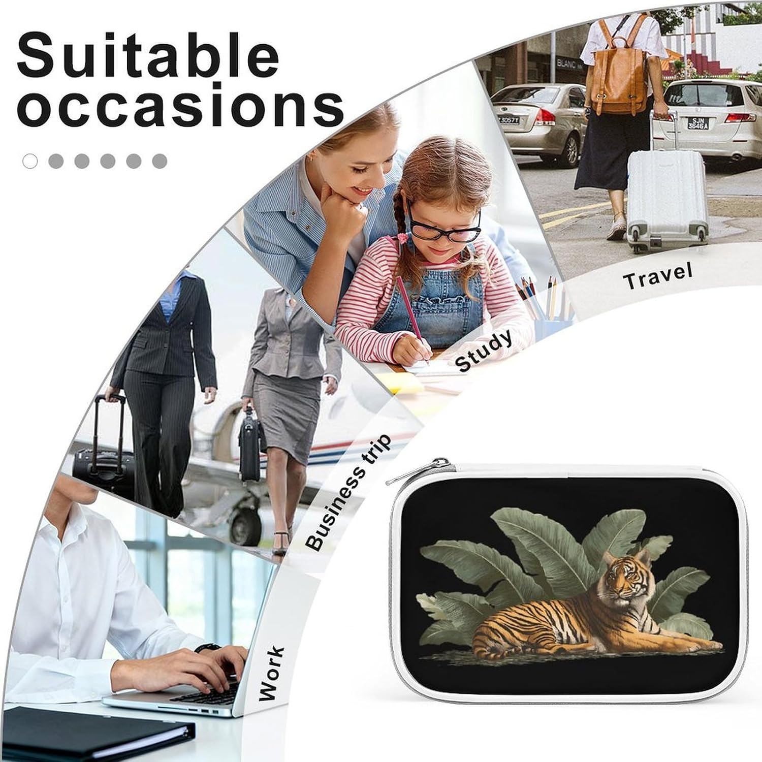 Tiger Banana Leaves Cosmetic Bag Makeup Brush Organizer Bags image 5